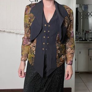 90s vintage floral vest blouse